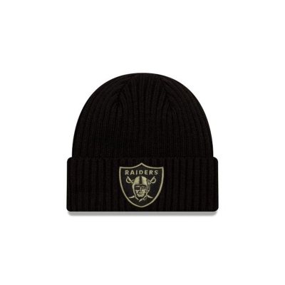 Black Las Vegas Raiders Hat - New Era NFL Salute To Service Cuff Knit Beanie USA0361428